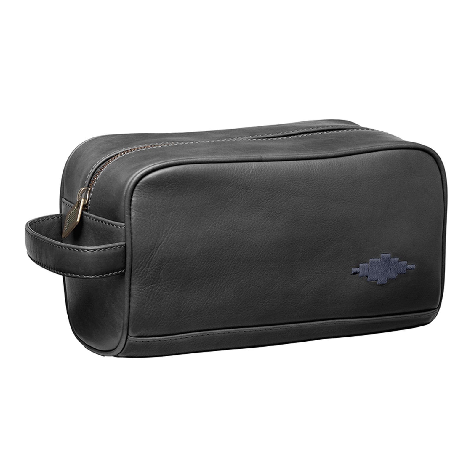 Hombre Washbag Black Leather
