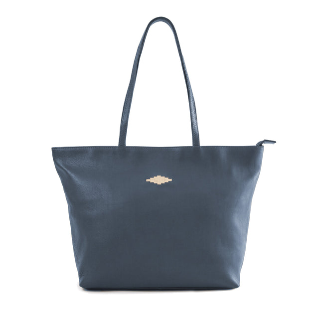 Trapecio Tote Bag - Navy Leather