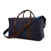 Caballero large travel bag - brown leather and navy canvas with navy stitching