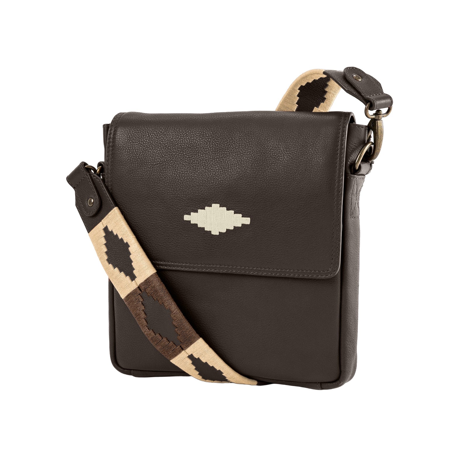 Bandolera Crossbody Bag Leather With Cream Stitching