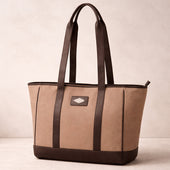 Bolso Tote Bag Leather With Sand Canvas