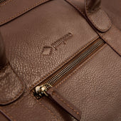 Caballero large travel bag - brown leather with navy stitching