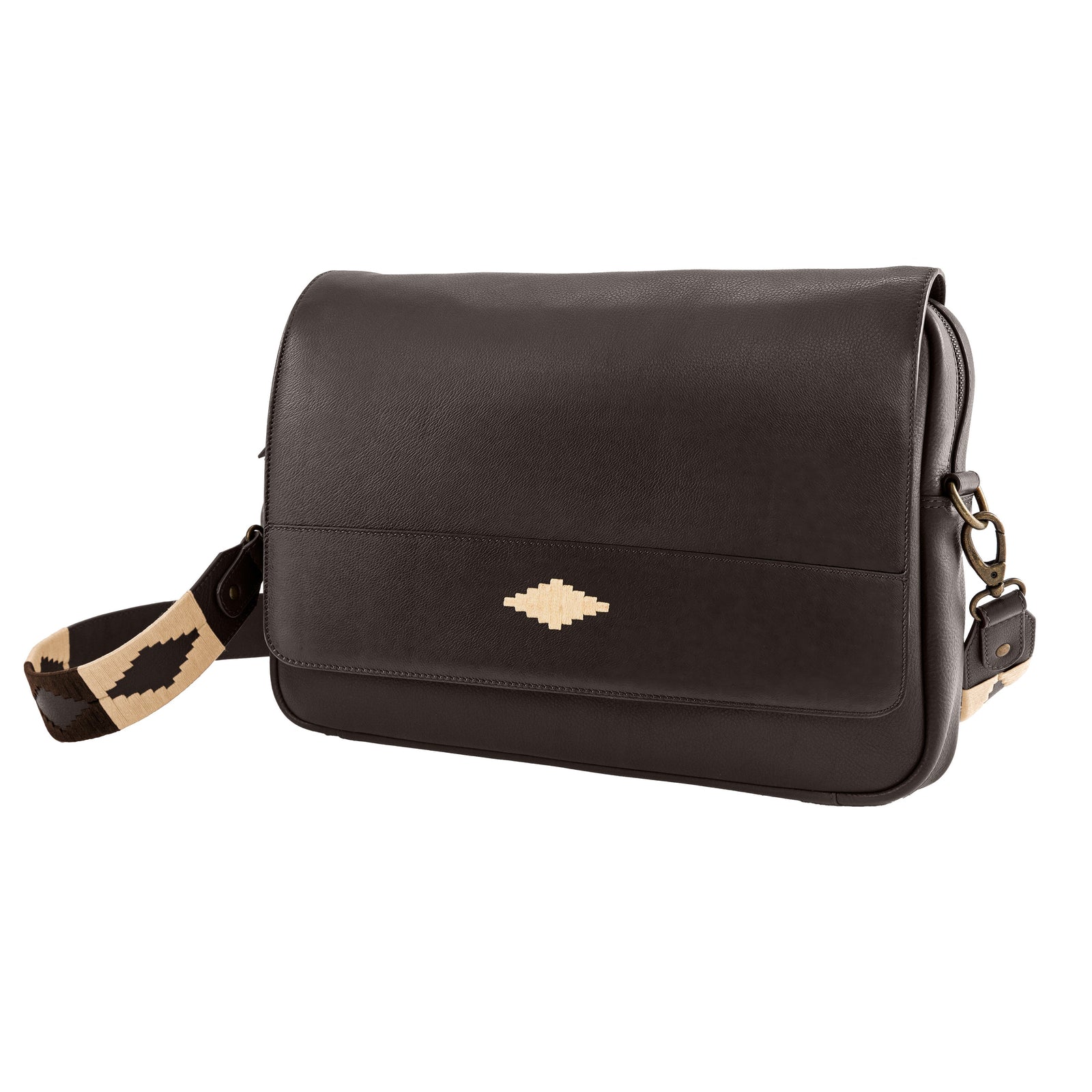 Entregar Messenger Bag Leather With Cream Stitching