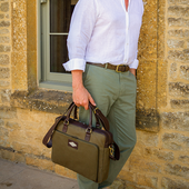 Mensajero Briefcase Leather And Sand Canvas