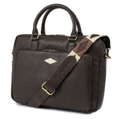 Mensajero Briefcase - Brown Leather with Cream Stitching