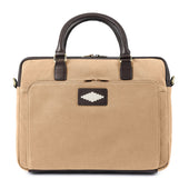 Mensajero Briefcase Leather And Sand Canvas