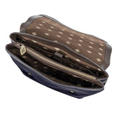 Mochila Backpack Leather With Navy Canvas