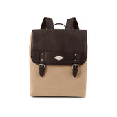 Mochila Backpack - Brown Leather with Sand Canvas
