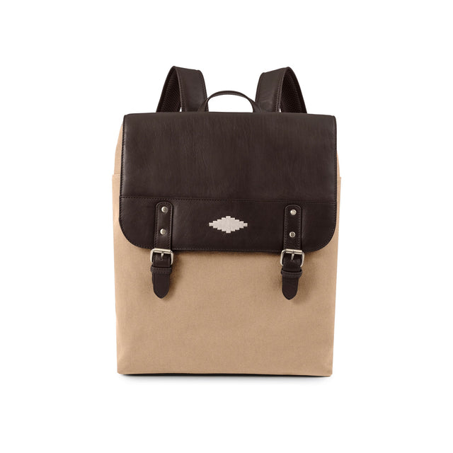 Mochila Backpack - Brown Leather with Sand Canvas