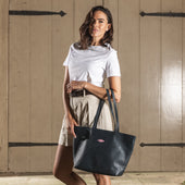 Trapecio Tote Bag Black Leather