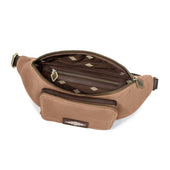 Rinonera Crossbody Bag Leather And Sand Canvas
