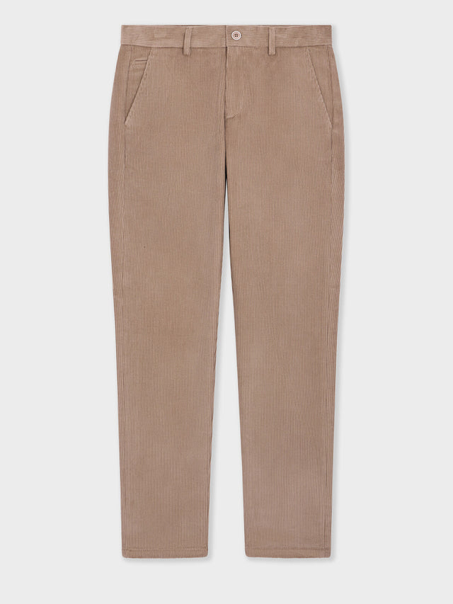 Chino slack semi regular en velours côtelé beige