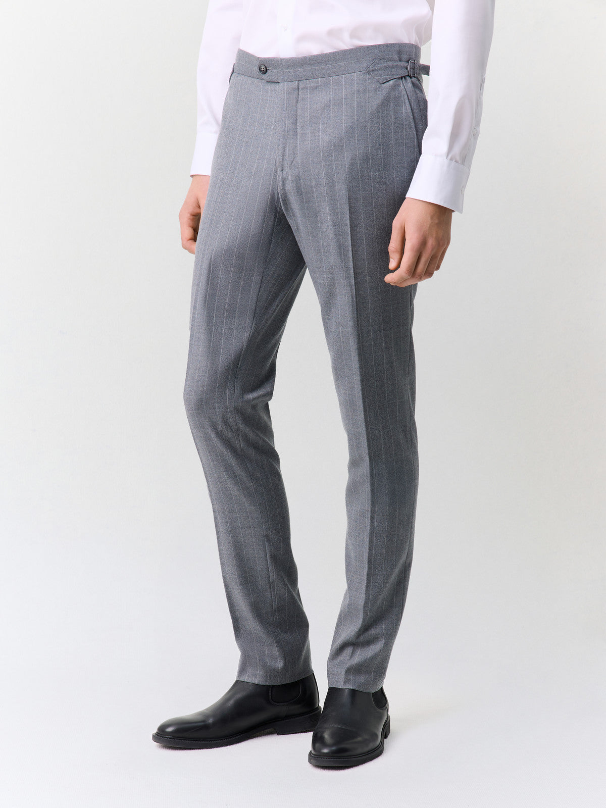 Pantalon Coordonnable Slim En Laine M Lang E Grise Rayures