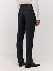 Pantalon Coordonnable Regular En Laine Marzotto Unie Anthracite