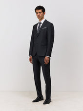 Pantalon Coordonnable Regular En Laine Marzotto Unie Anthracite