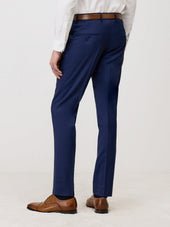 Pantalon Coordonnable Regular En Laine Marzotto Unie Bleu Indigo