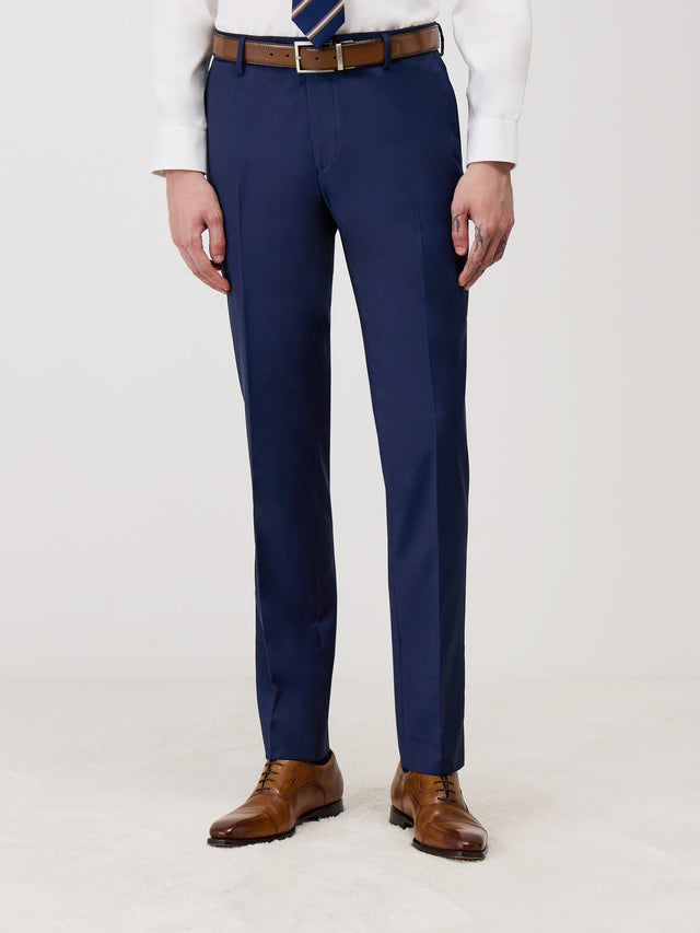 Pantalon coordonnable Regular en laine Marzotto unie bleu indigo