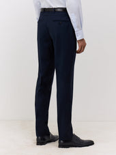 Pantalon Coordonnable Regular En Laine Marzotto Unie Bleu Marine