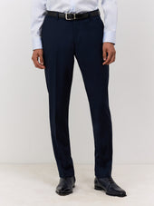 Pantalon coordonnable Regular en laine Marzotto unie bleu marine