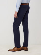 Pantalon Voyage Coordonnable En Laine Marzotto Unie Bleu Marine