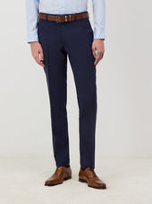 Pantalon voyage coordonnable en laine Marzotto unie bleu marine