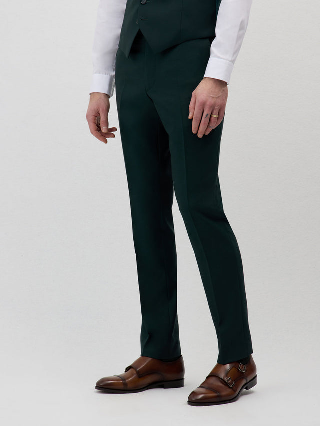 Pantalon coordonnable Regular en laine vert bouteille