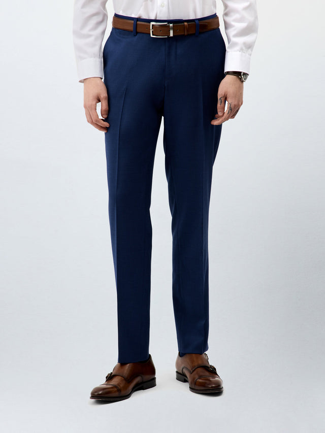Pantalon coordonnable regular en laine Zignone bleu indigo