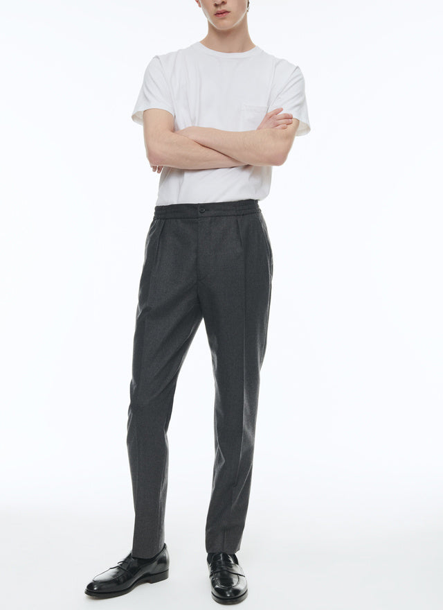 Pants élastiqué en flanelle de laine