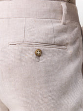 Pantalon Coordonnable Slim En Lin Beige Prince De Galles