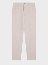 Pantalon Coordonnable Slim En Lin Beige Prince De Galles