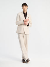 Pantalon Coordonnable Regular En Lin Et Coton Beiges