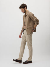 Pantalon Casual Slack Regular En Coton Stretch Beige