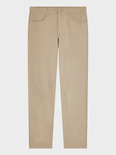 Pantalon Casual Slack Regular En Coton Stretch Beige