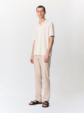 Pantalon Casual Semi Regular En Lin Et Coton Beiges
