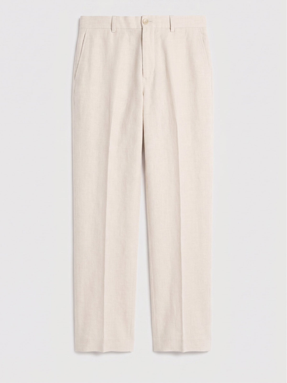 Pantalon Coordonnable Regular En Lin Et Coton Beiges