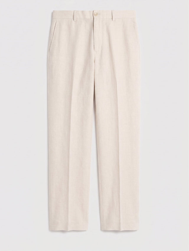 Pantalon coordonnable regular en lin et coton beiges