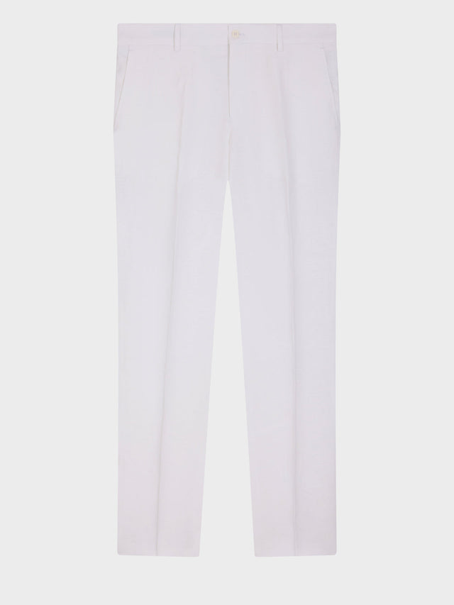 Pantalon coordonnable slim en lin blanc