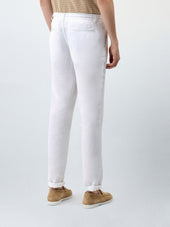 Pantalon Casual Regular En Lin Blanc