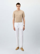 Pantalon Casual Regular En Lin Blanc