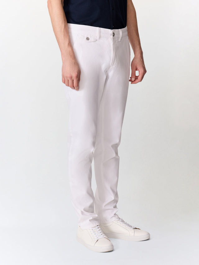 Chino slack slim en coton stretch blanc