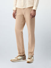 Pantalon casual slack regular en coton stretch camel