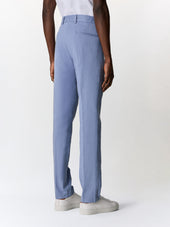 Chino Slack Semi Regular En Coton Stretch Bleu Chambray