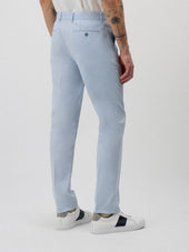 Pantalon Coordonnable Slim En Coton Stretch Bleu Ciel Rayures