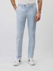 Pantalon coordonnable Slim en coton stretch bleu ciel à rayures