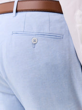 Pantalon Coordonnable Slim En Lin Et Coton Bleu Ciel