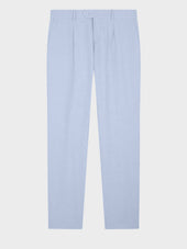 Pantalon Coordonnable Slim En Lin Et Coton Bleu Ciel