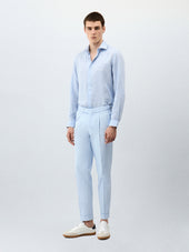 Chino Slack Slim En Coton Stretch 7 8 Bleu Ciel