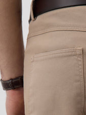 Pantalon Casual Slack Regular En Coton Stretch Marron
