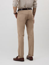 Pantalon Casual Slack Regular En Coton Stretch Marron