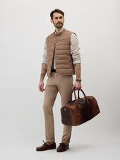Pantalon Casual Slack Regular En Coton Stretch Marron